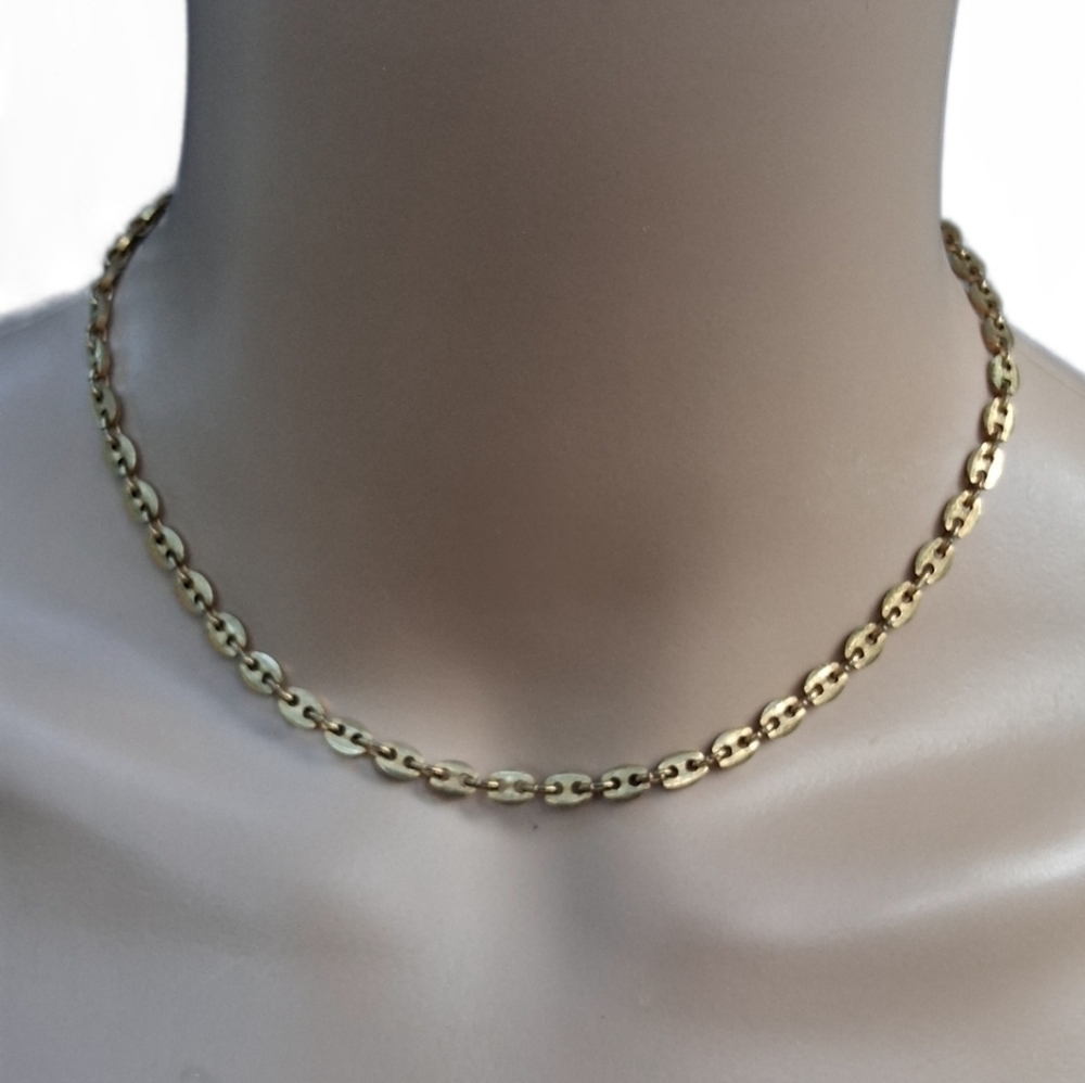 CROWN TRIFARI 1950s GOLDTONE MARINER CHAIN LINK NECKLACE